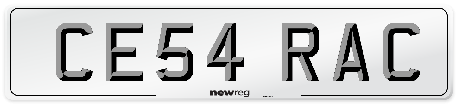 CE54 RAC Number Plate from New Reg